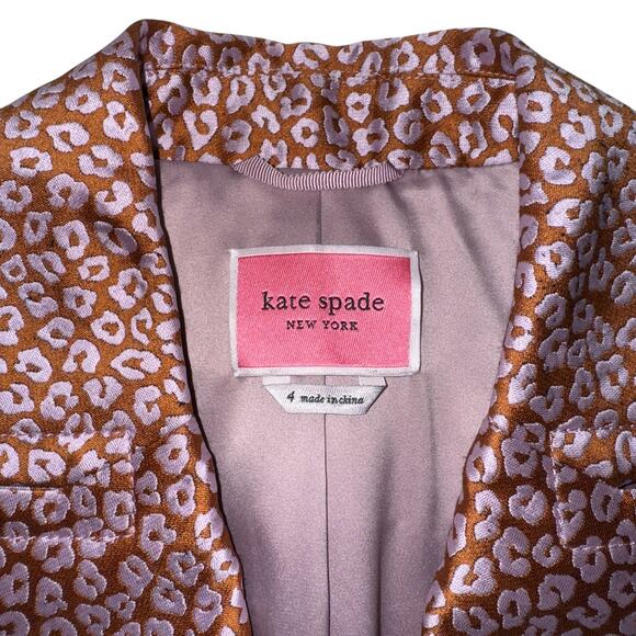 Kate Spade Flora Leopard Jacquard Blazer and Pants Suit Set Size 4 - Picture 4 of 16